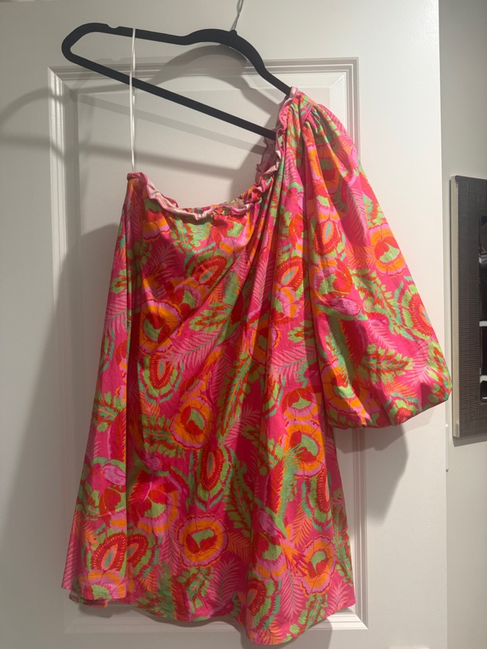 Show Me Your MuMu Pink Tropical One-Shoulder Mini Dress